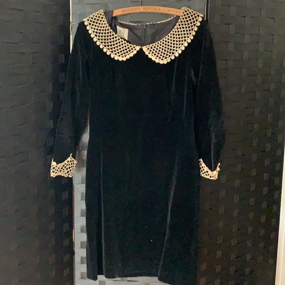 BOGO Vintage 50’s Black Velvet-feel Dress - Picture 1 of 4